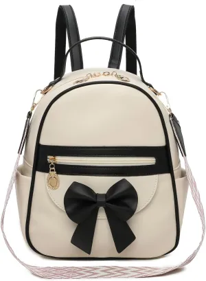 I IHAYNER Girls Mini Backpack Cute Bowknot Leather Backpack for Girls Designer Small Shoulder Bag Fashion Handbag for Women