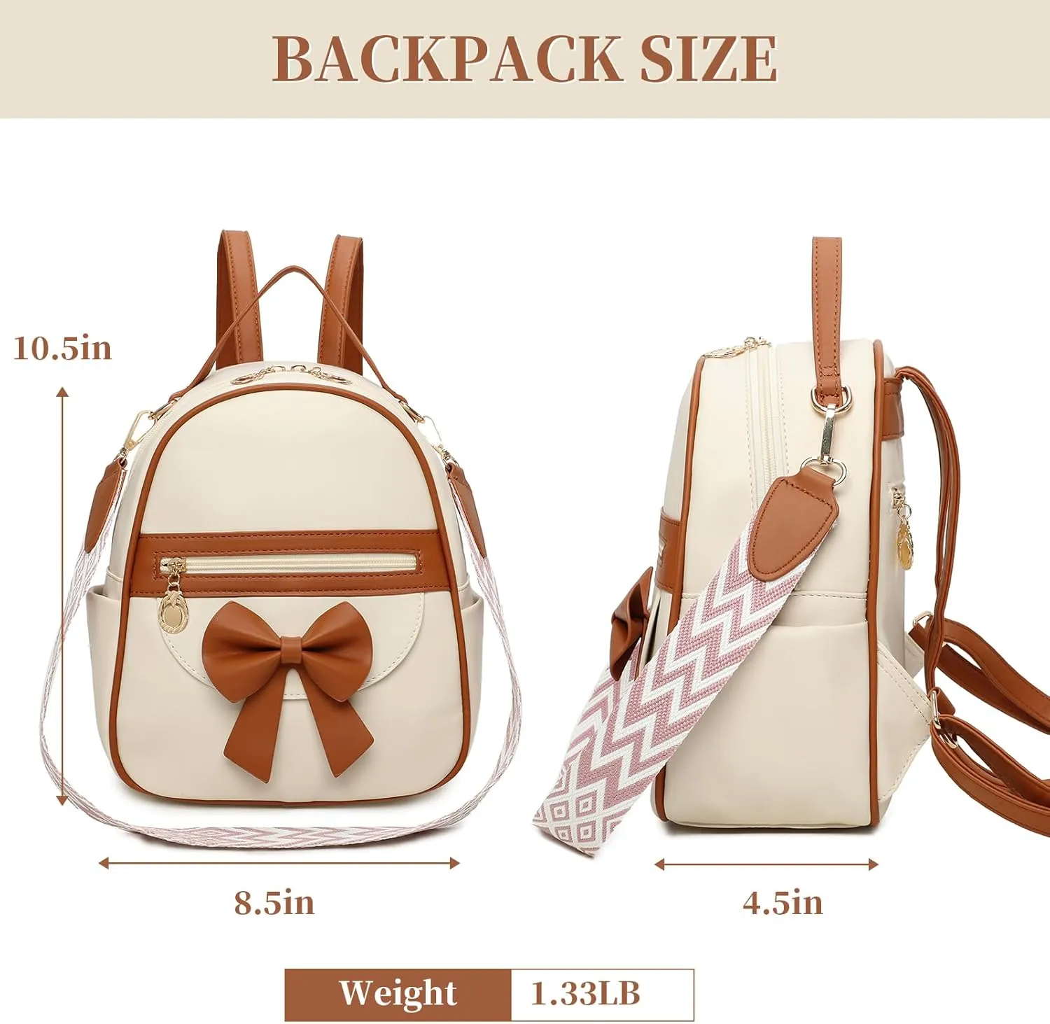 I IHAYNER Girls Mini Backpack Cute Bowknot Leather Backpack for Girls Designer Small Shoulder Bag Fashion Handbag for Women