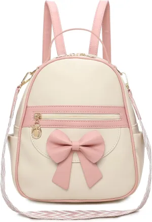 I IHAYNER Girls Mini Backpack Cute Bowknot Leather Backpack for Girls Designer Small Shoulder Bag Fashion Handbag for Women