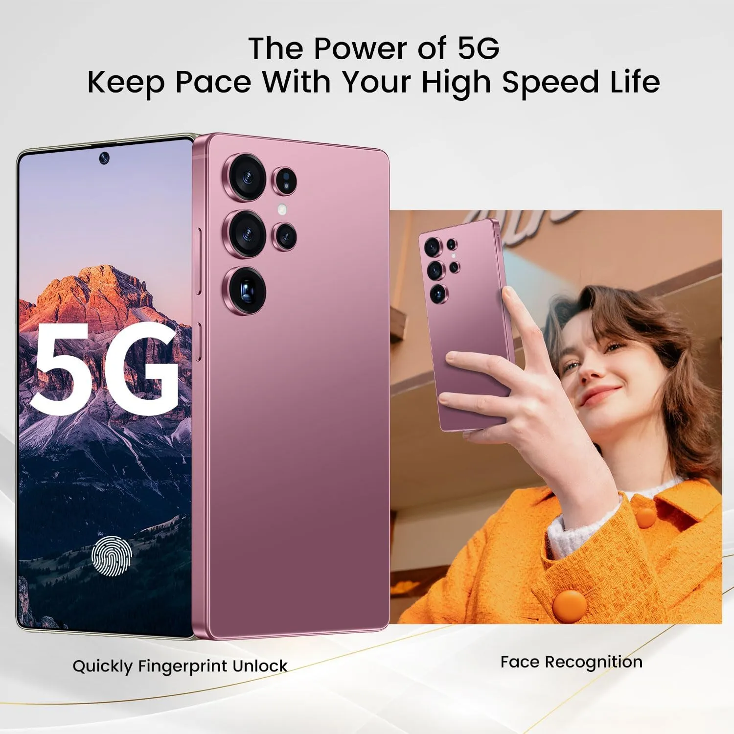 I25 Ultra Smartphone 8 256GB 6.99" FHD  Display | Snapdragon 8 Gen 3 | Android 14 | 7000mAh Battery,Android 14 with Stylus Pen & Dual Unlock/Face/Fingerprint (Rose)