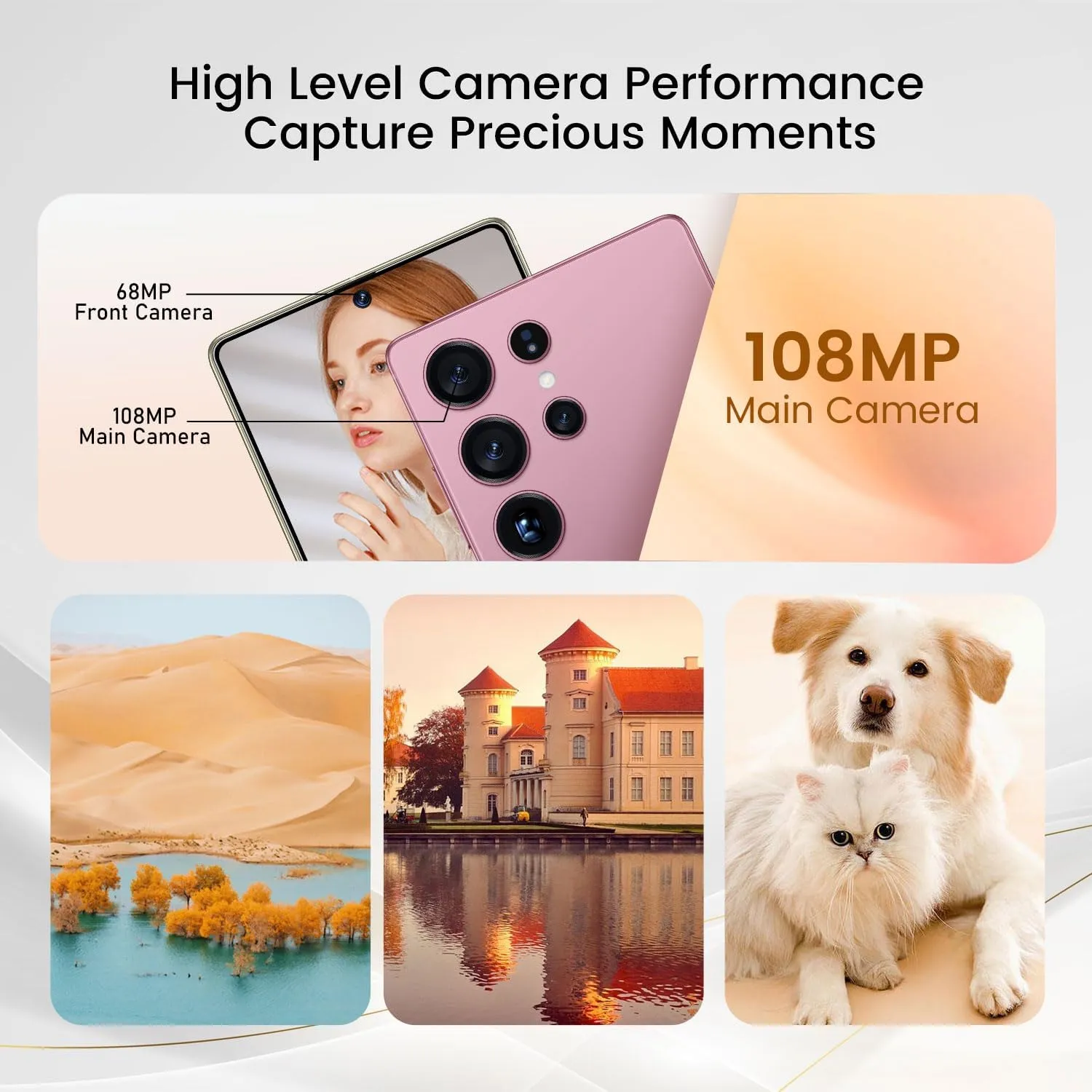 I25 Ultra Smartphone 8 256GB 6.99" FHD  Display | Snapdragon 8 Gen 3 | Android 14 | 7000mAh Battery,Android 14 with Stylus Pen & Dual Unlock/Face/Fingerprint (Rose)