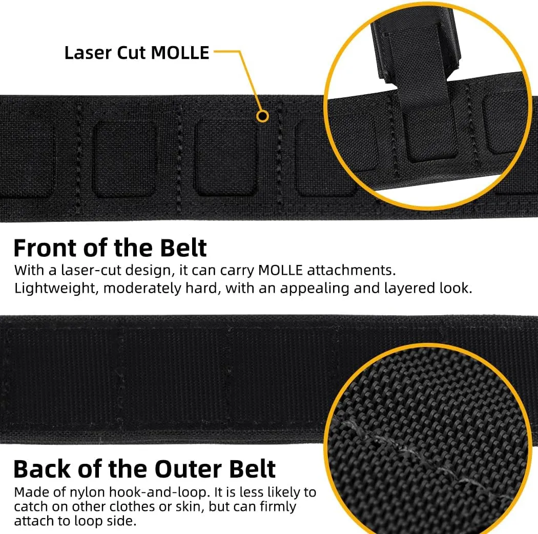 IDOGEAR SPORTS Tactical MOLLE Belt Quick Release Rigger Belt 1.5”/2” Inner & Outer Combat Heavy Duty