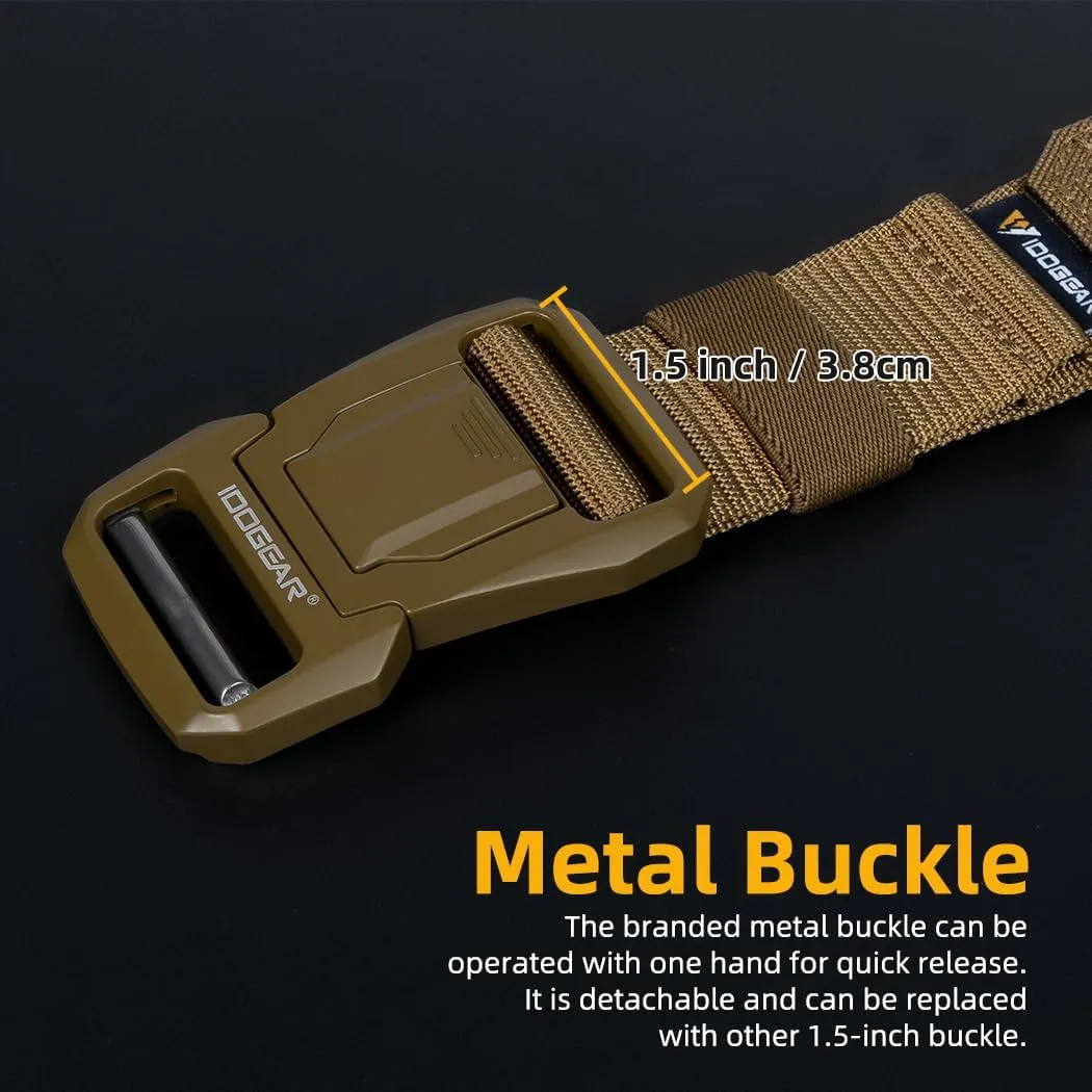 IDOGEAR SPORTS Tactical MOLLE Belt Quick Release Rigger Belt 1.5”/2” Inner & Outer Combat Heavy Duty