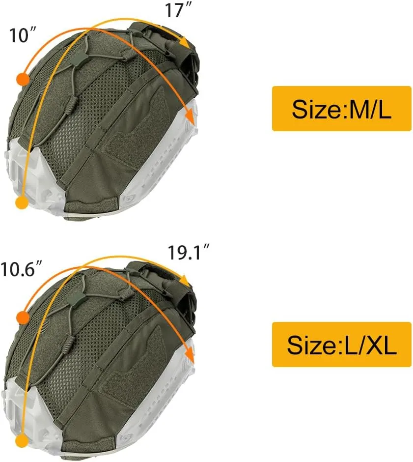 IDOGEAR Tactical Helmet Cover with Battery Rear Pouch for Fast Helmet Size M/L & L/XL Military Paintball Hunting Shooting Gear - 500D Nylon