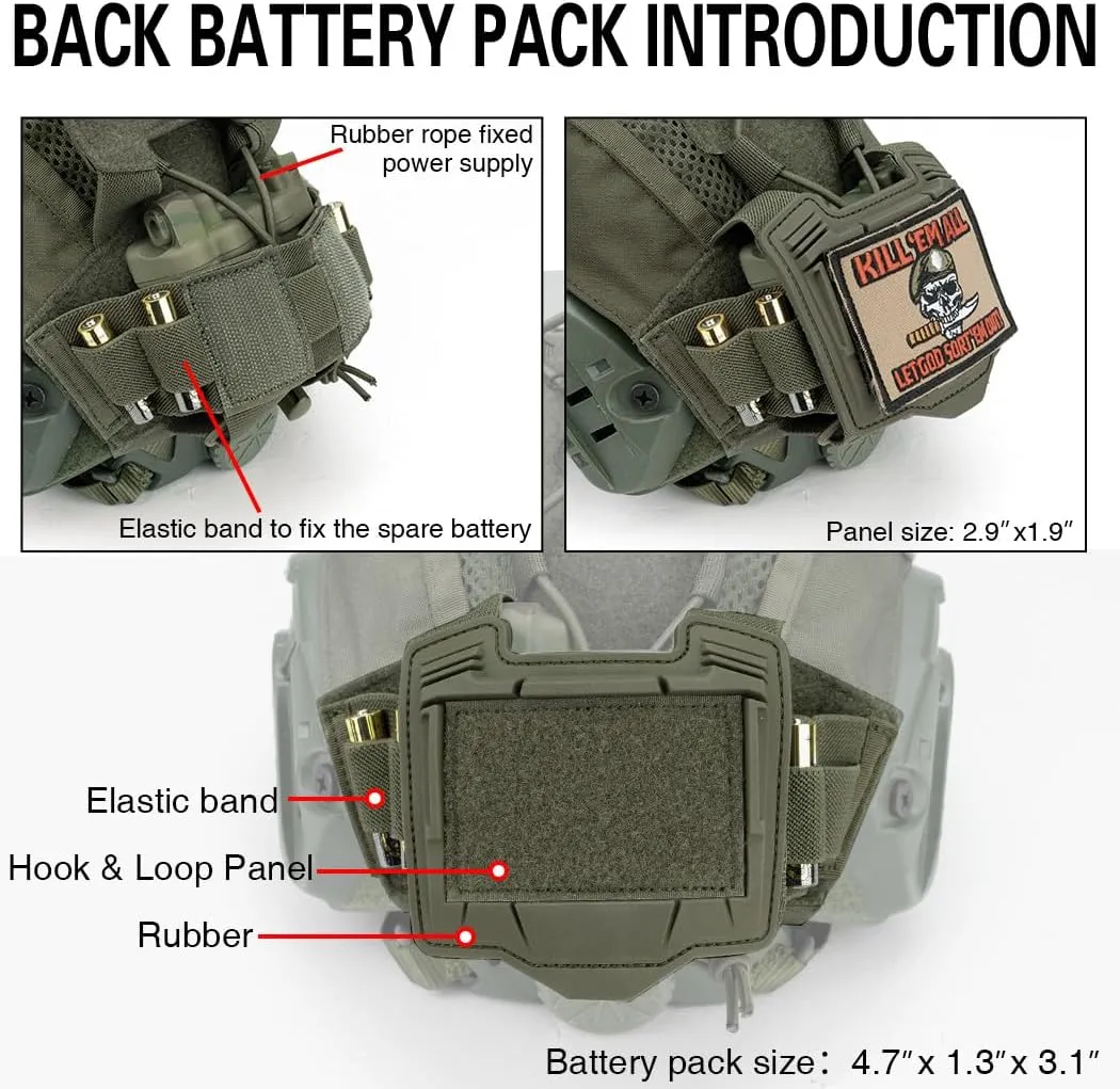 IDOGEAR Tactical Helmet Cover with Battery Rear Pouch for Fast Helmet Size M/L & L/XL Military Paintball Hunting Shooting Gear - 500D Nylon