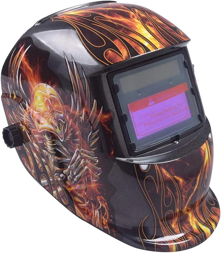 iMeshbean Auto Darkening Welding Helmet Solar Powered Hood Mask Grinding with Extra Lens ANSI Approved Eagle Design Color