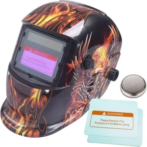 iMeshbean Auto Darkening Welding Helmet Solar Powered Hood Mask Grinding with Extra Lens ANSI Approved Eagle Design Color