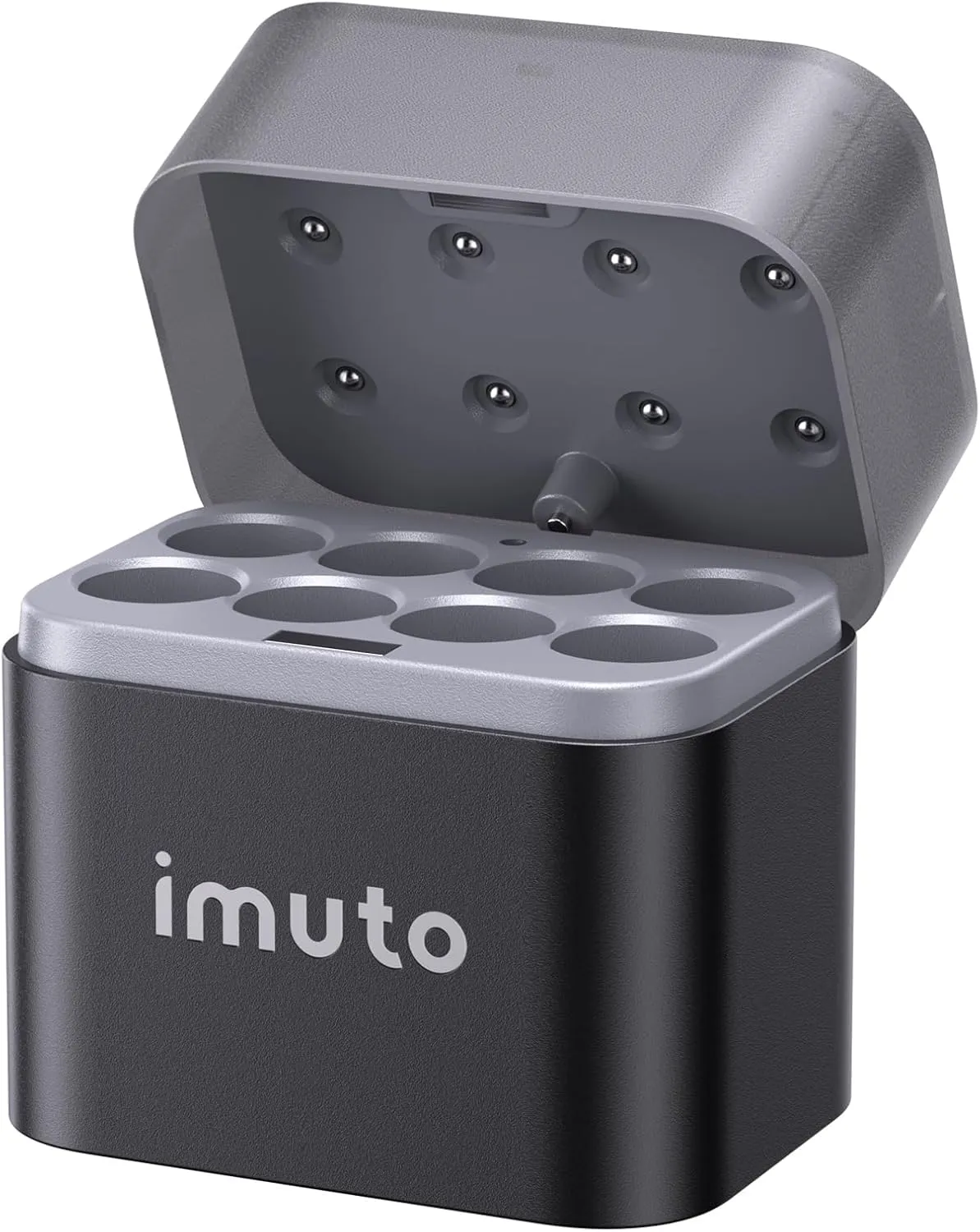 imuto Rechargeable aa Battery Charger, 8 Slot aa Lithiun ion and NiMH Battery Charger, Battery Storage Box Style Double a Batteries Charger, USB-C Input Port (Adapter not Included)