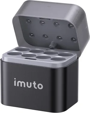 imuto Rechargeable aa Battery Charger, 8 Slot aa Lithiun ion and NiMH Battery Charger, Battery Storage Box Style Double a Batteries Charger, USB-C Input Port (Adapter not Included)