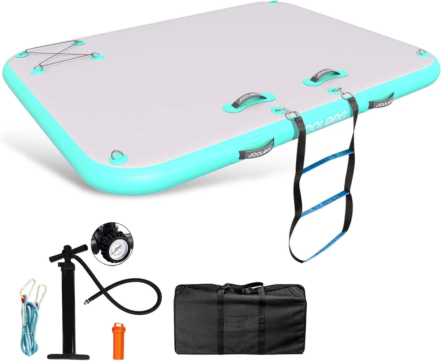 Inflatable Floating Dock Mat,6 inches Thick Inflatable Stable Platform Raft with Storage Bag None-Slip Surface for Lake Beach Pool
