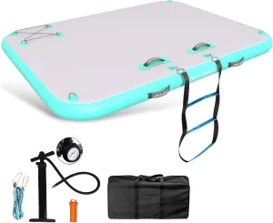 Inflatable Floating Dock Mat,6 inches Thick Inflatable Stable Platform Raft with Storage Bag None-Slip Surface for Lake Beach Pool