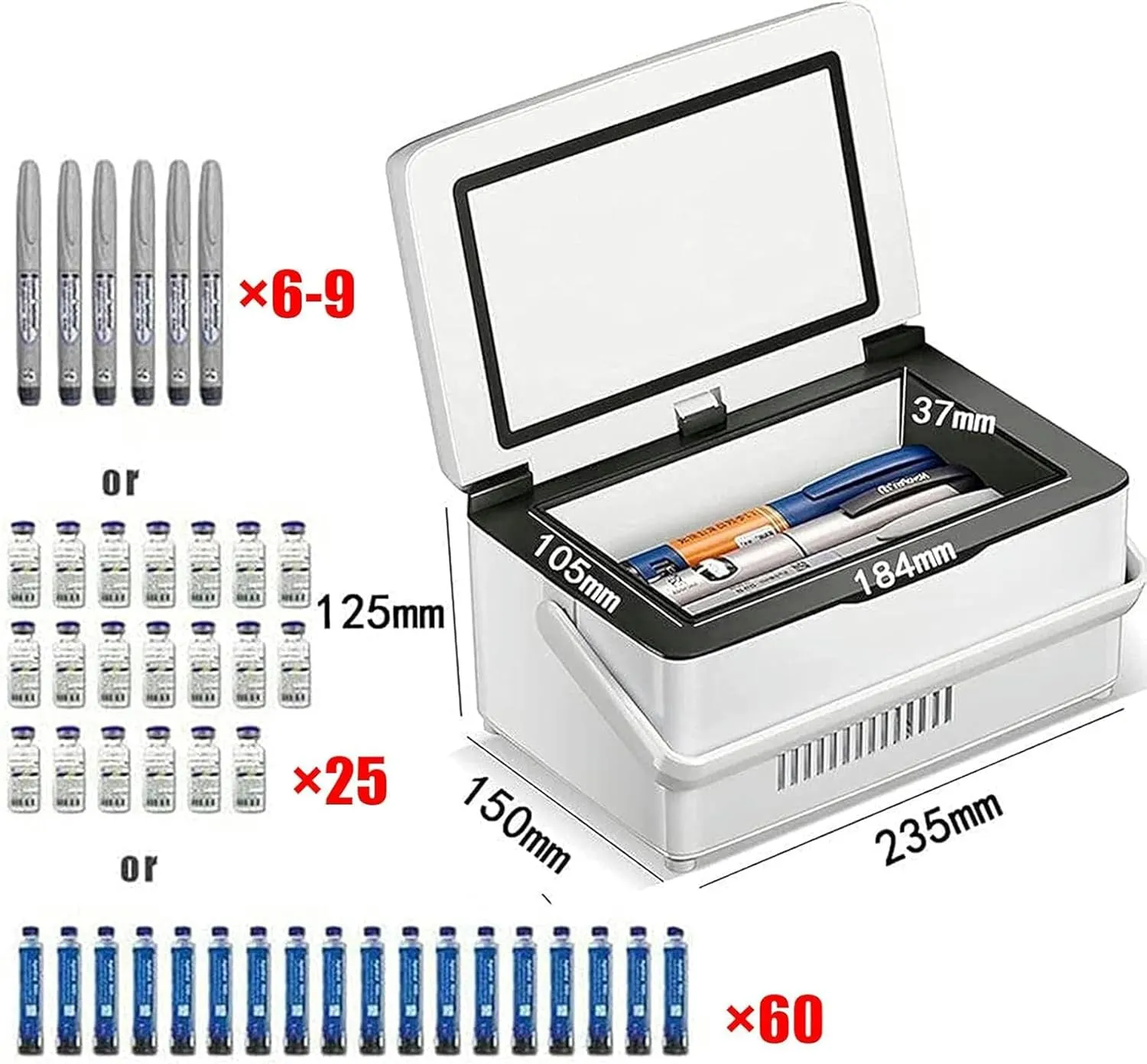 Insulin Cooler,Portable Smart Mini Refrigerator,Mini Insulin Refrigerator 0-18 °C,for Car/Travel/Aircraft,with Shoulder Bag