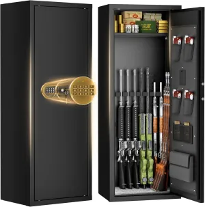 INTERGREAT 12-14 Gun Safe for Home Rifle and Pistols, Gun Safe for Pistol and Shotguns with Digital Kaypad, Long Gun Cabinet with Multifunction Lock, 3 Adjustable Shelves,Pockets