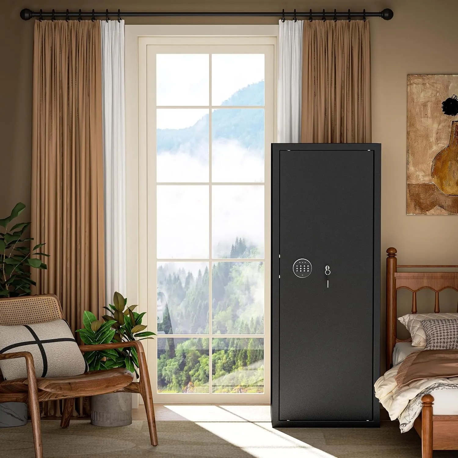INTERGREAT 12-14 Gun Safe for Home Rifle and Pistols, Gun Safe for Pistol and Shotguns with Digital Kaypad, Long Gun Cabinet with Multifunction Lock, 3 Adjustable Shelves,Pockets