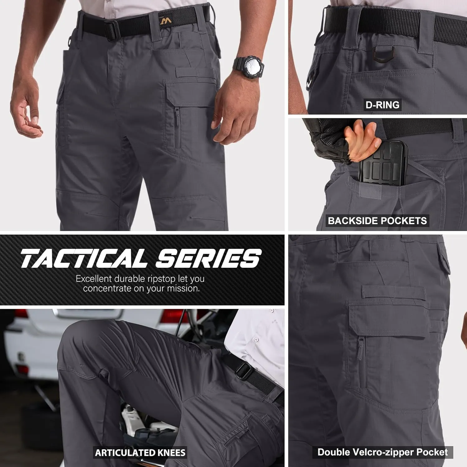 Jessie Kidden Men's Flex Stretch Tactical Pants, Water Resistant Ripstop Cargo Pants Lightweight BDU Outdoor Work Hiking