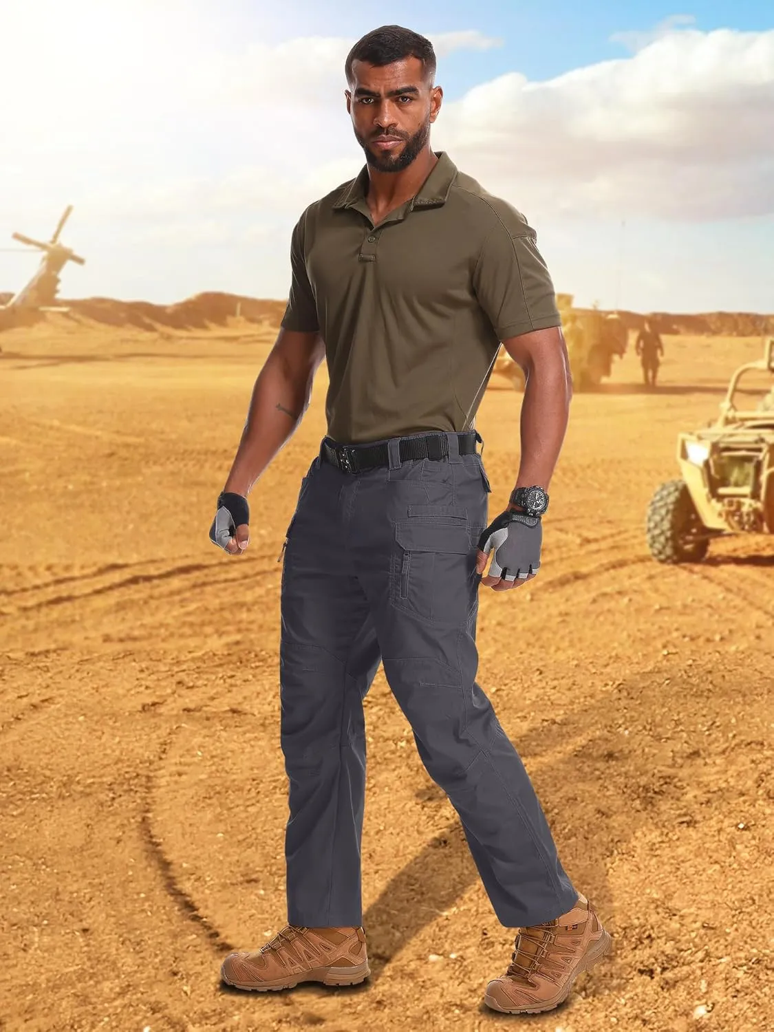 Jessie Kidden Men's Flex Stretch Tactical Pants, Water Resistant Ripstop Cargo Pants Lightweight BDU Outdoor Work Hiking