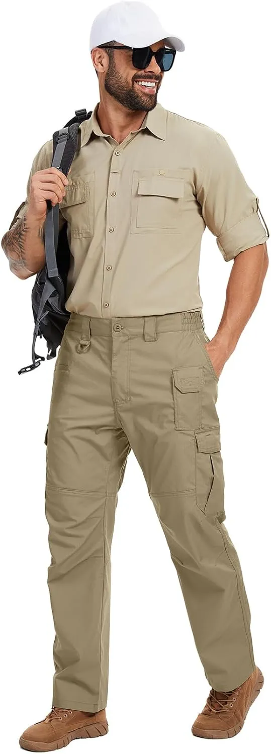 Jessie Kidden Men's Flex Stretch Tactical Pants, Water Resistant Ripstop Cargo Pants Lightweight BDU Outdoor Work Hiking