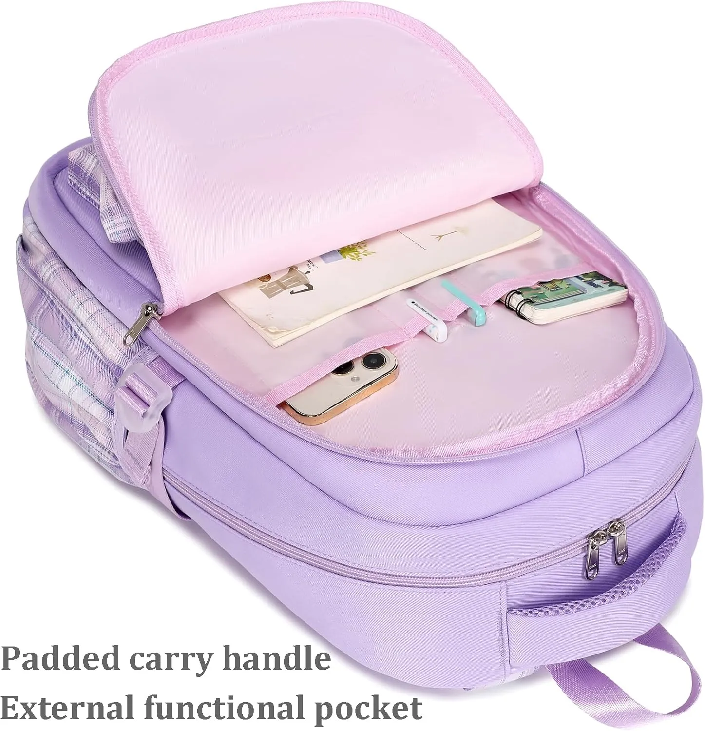 JIANYA Girls Backpack With Lunch Box for Elementary School, Bow/Pink