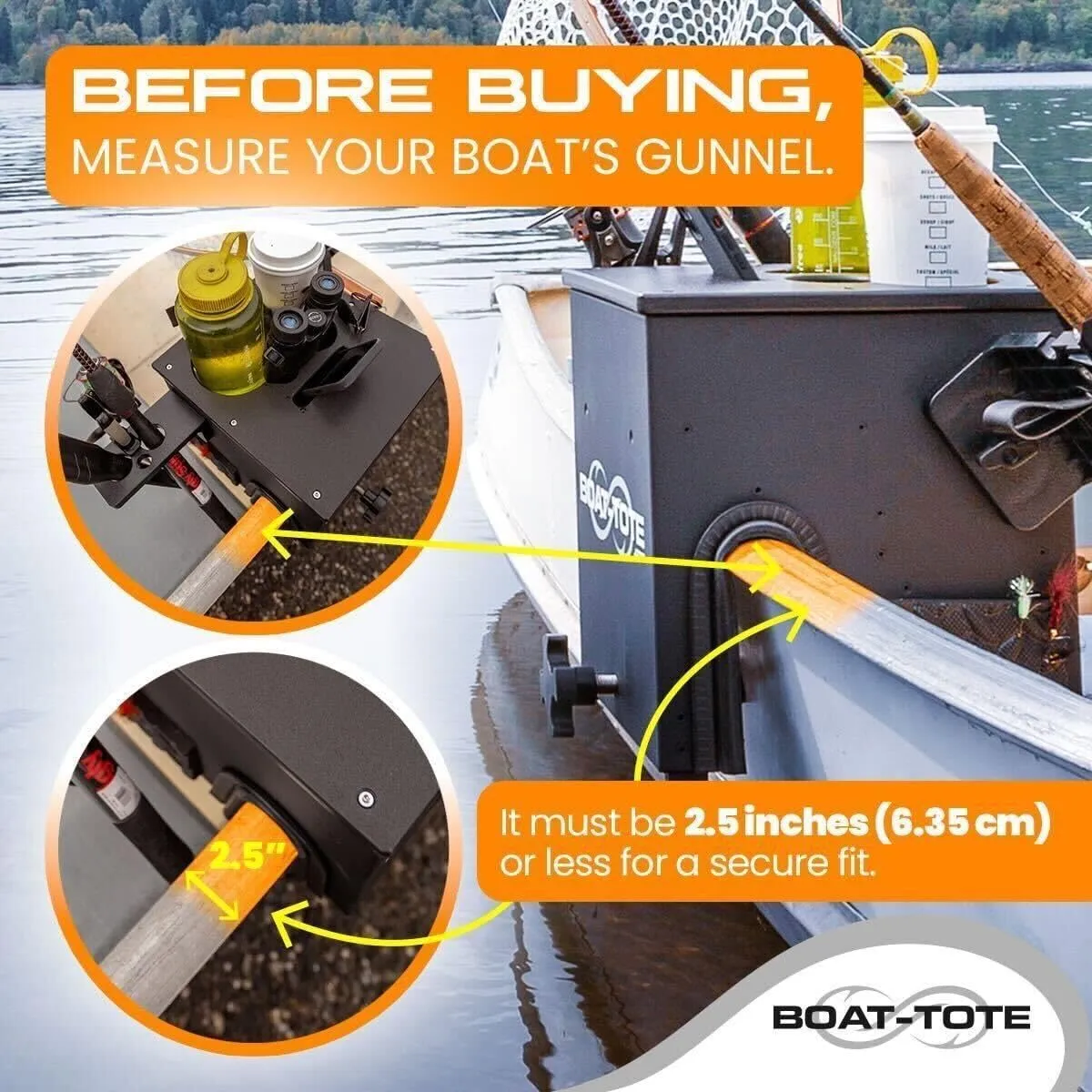 Jon Boat Rod Holder and Storage Organizer - John Boat Accessories for Fishing - Fits Boat Gunnels 2.5" Thick Or Less ONLY – Model: Regular