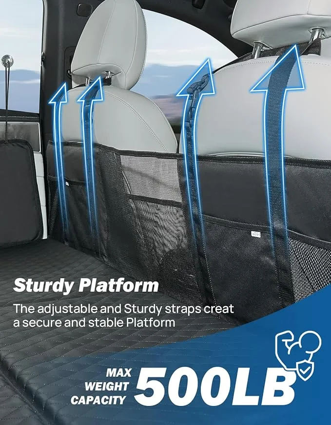 JOYTUTUS Non-Inflatable Car Bed Mattress, Folding Car Bed Mattress for SUV, Portable Camping Mattress with Storage Function, Back Seat Travel Mattress for Camping Sleeping