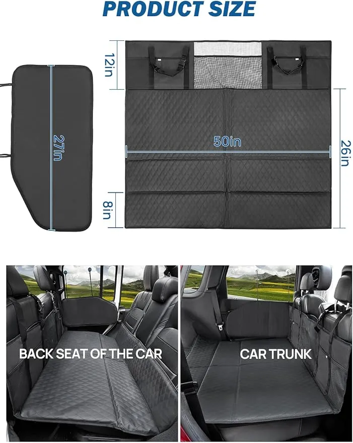 JOYTUTUS Non-Inflatable Car Bed Mattress, Folding Car Bed Mattress for SUV, Portable Camping Mattress with Storage Function, Back Seat Travel Mattress for Camping Sleeping