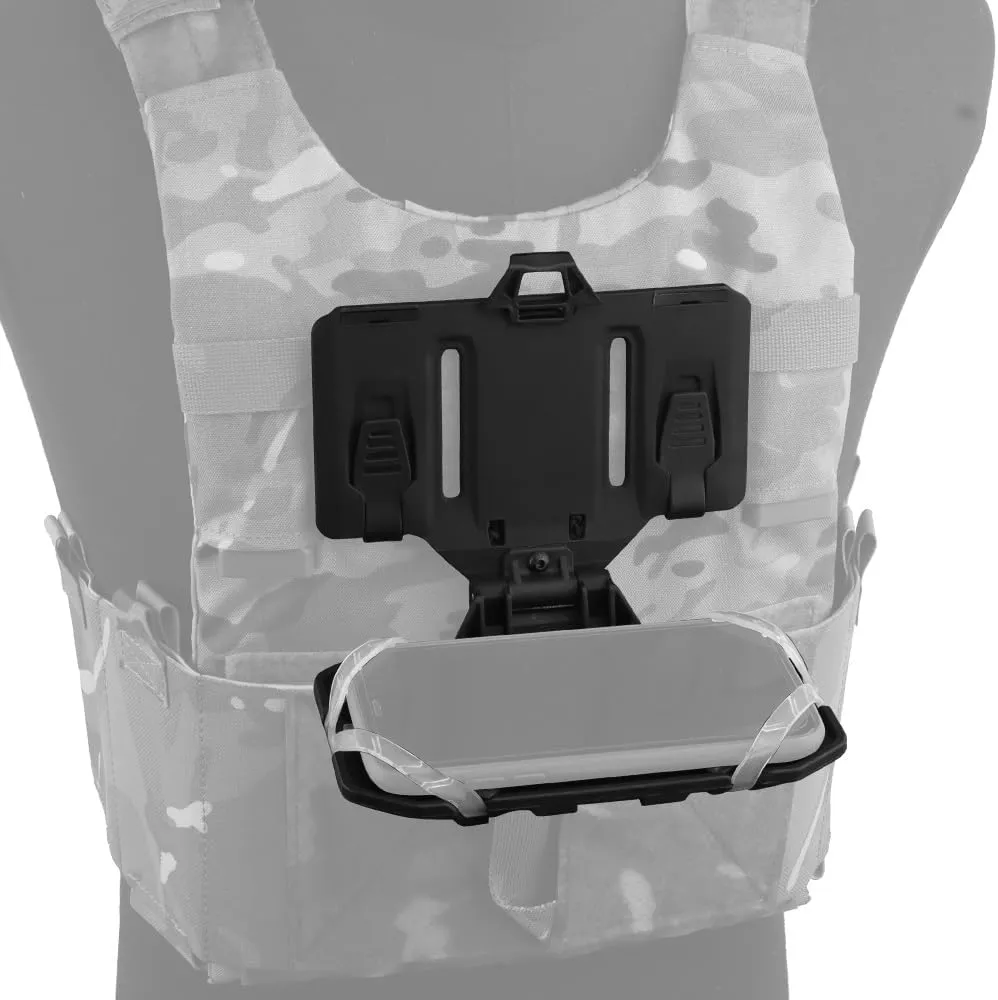 Jungle Leopard Tactical Folded Navigation Board MOLLE Mobile Phone Holder Carrier Flip Board Cellphone Gear Holster Airsoft Vest Accessories (Color : MA-03-BK)