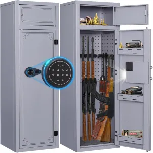 Kaer 10-14 Gun Safe,Gun Safe for Shotguns,Gun Safes for Rifle and Pistols,Long Gun Cabinet for Rifles Safes and Shotguns with Digital Keypad,3 Adjustable Shelves,LED Light(Unassembled)