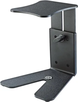 K&M Konig & Meyer 26772.000.56 Table Monitor/Speaker Stand | Solid Stable V Shape Level Base | Height Adjust | Secure Safety Pin | Non-Slip/Vibration Rubber Pads | Steel | German Made | Black