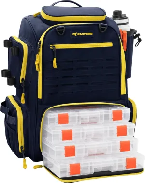 KastKing Bait Boss Fishing Tackle Backpack with Rod Holders-4 Tackle Boxes-Rain Cover,43L Large Storage for Fishing Gear