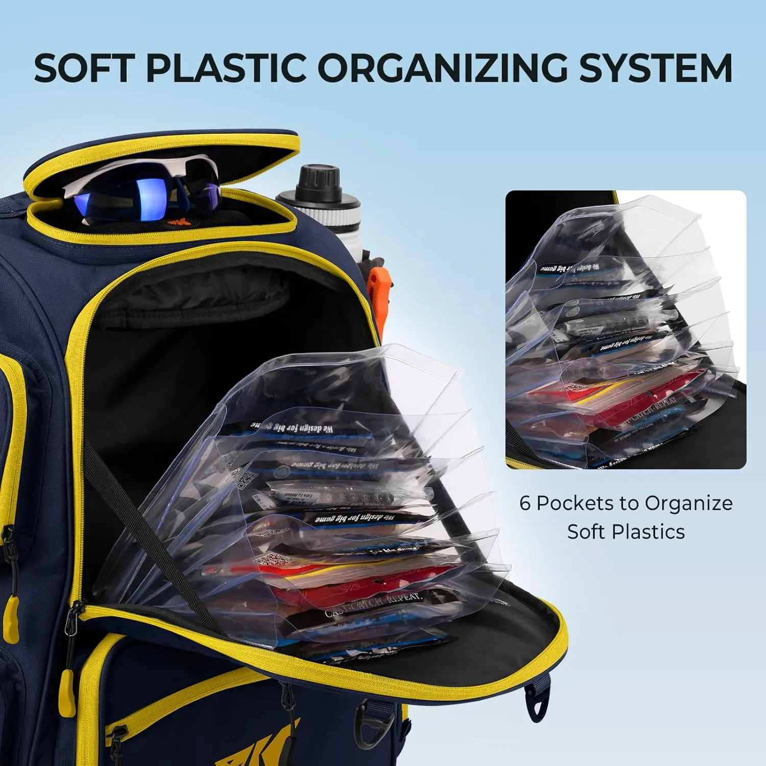 KastKing Bait Boss Fishing Tackle Backpack with Rod Holders-4 Tackle Boxes-Rain Cover,43L Large Storage for Fishing Gear