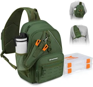 KastKing Karryall Fishing Sling Tackle Bag with 2 Tackle Trays, Tactical Fishing Tackle Storage Bag, Fishing Gear Storage
