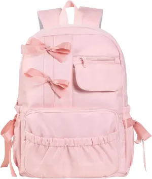 Kawaii Coquette Backpack with Bows for Teen Girls School Bookbag Aesthetic Dance Bag