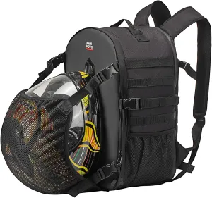 KEMIMOTO Motorcycle Backpack for Helmets, 27-35L Expandable Waterproof Bag with Hidden Net & Large Capacity Storage Compartment
