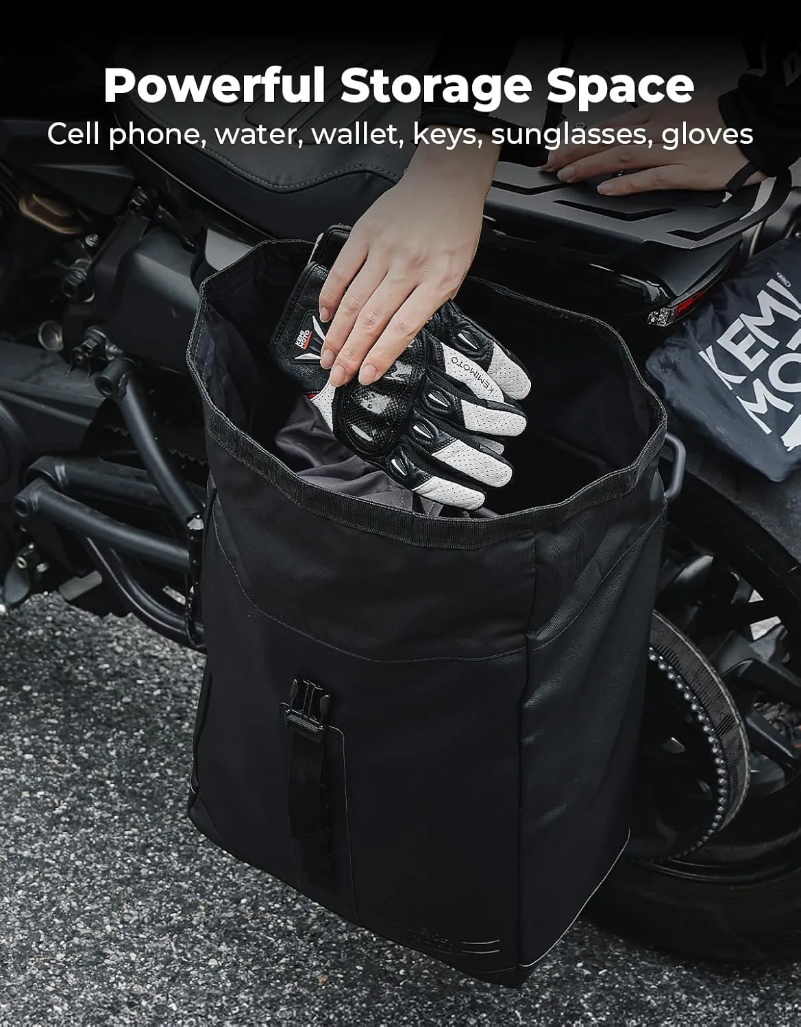 KEMIMOTO Side Bag PU Leather with Bracket Motorcycle Left Side Solo Bag Compatible with Sportster S RH1250 2021 2022 2023 2024 2025