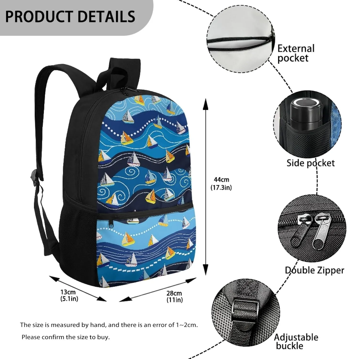 Kids Backpacks Cartoon Boat School Bags for Boys Age 5-8 Year Old Book Bags for Elementary Girls Bookbags with Front Pocket for Child Daypack for Teen Children Back Pack