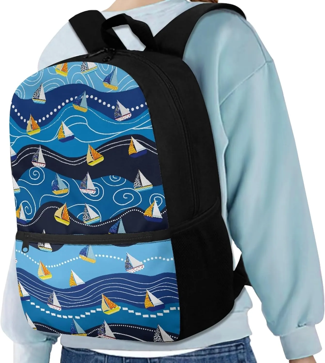 Kids Backpacks Cartoon Boat School Bags for Boys Age 5-8 Year Old Book Bags for Elementary Girls Bookbags with Front Pocket for Child Daypack for Teen Children Back Pack