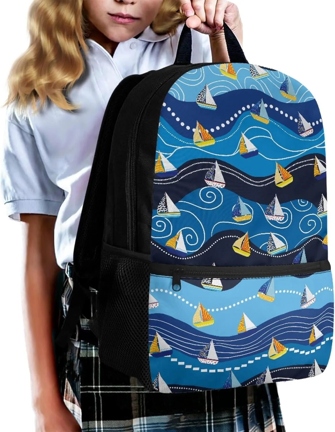 Kids Backpacks Cartoon Boat School Bags for Boys Age 5-8 Year Old Book Bags for Elementary Girls Bookbags with Front Pocket for Child Daypack for Teen Children Back Pack