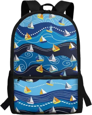 Kids Backpacks Cartoon Boat School Bags for Boys Age 5-8 Year Old Book Bags for Elementary Girls Bookbags with Front Pocket for Child Daypack for Teen Children Back Pack