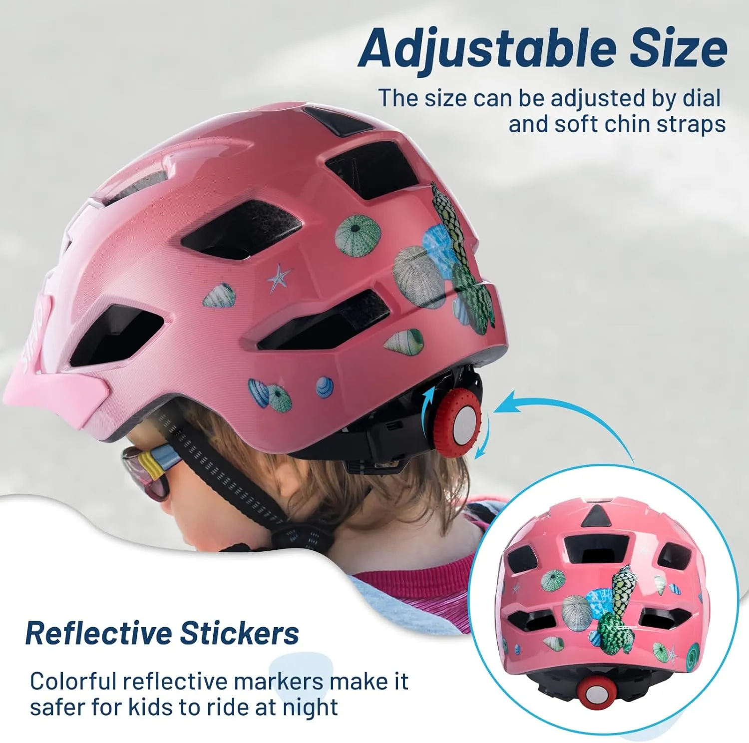 Kids Bike Helmet for Boys & Girls Ages 3-5-8-14,Lightweight Adjustable Bicycle Helmet with Visor & Reflective Strap，CPSC Certified for Cycling, Skating, Scooters, from Toddler to Youth，2 Sizes