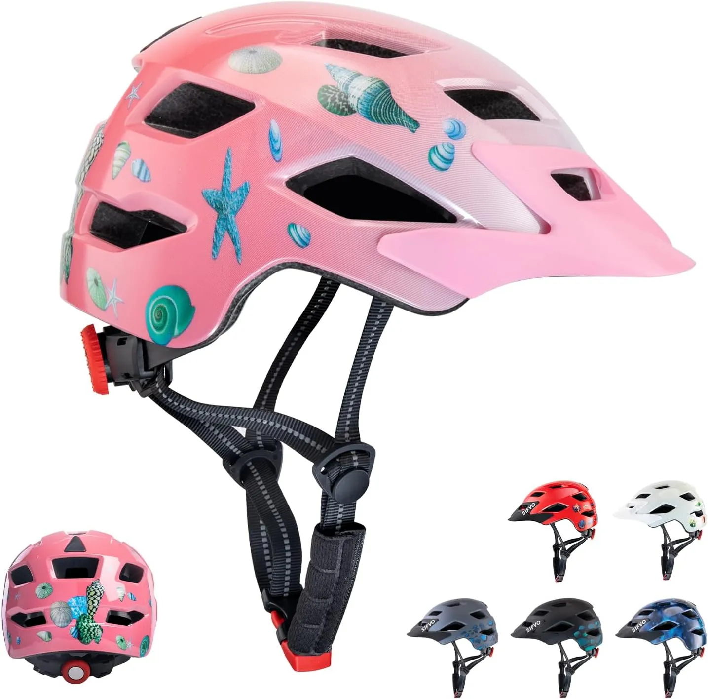 Kids Bike Helmet for Boys & Girls Ages 3-5-8-14,Lightweight Adjustable Bicycle Helmet with Visor & Reflective Strap，CPSC Certified for Cycling, Skating, Scooters, from Toddler to Youth，2 Sizes