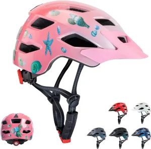 Kids Bike Helmet for Boys & Girls Ages 3-5-8-14,Lightweight Adjustable Bicycle Helmet with Visor & Reflective Strap，CPSC Certified for Cycling, Skating, Scooters, from Toddler to Youth，2 Sizes