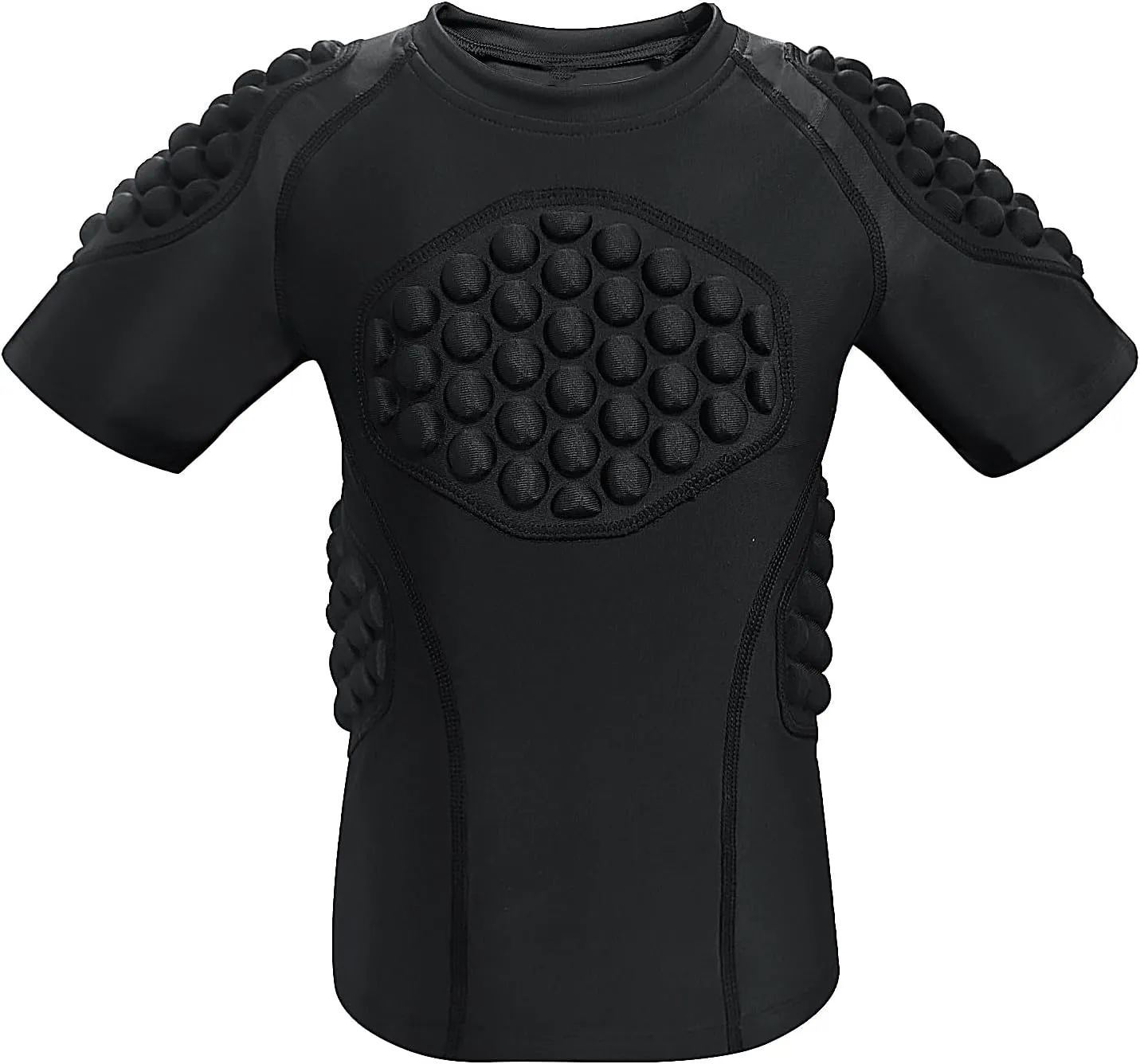 Kid’s Padded Shirts Short Sleeve Compression Chest and Rib Protector T Shirt Youth Protective Gear