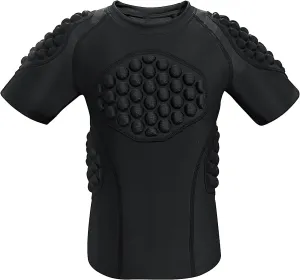 Kid’s Padded Shirts Short Sleeve Compression Chest and Rib Protector T Shirt Youth Protective Gear