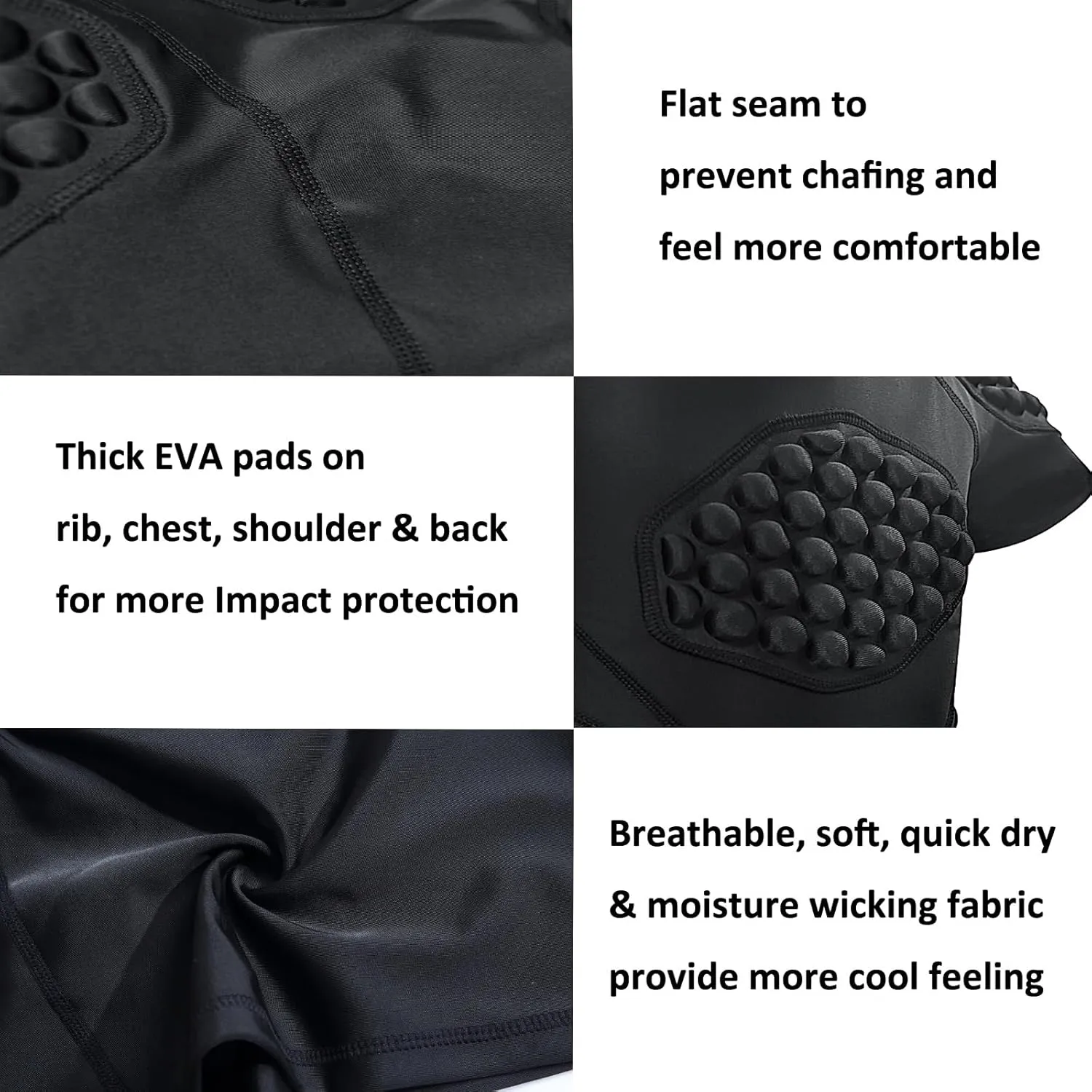Kid’s Padded Shirts Short Sleeve Compression Chest and Rib Protector T Shirt Youth Protective Gear