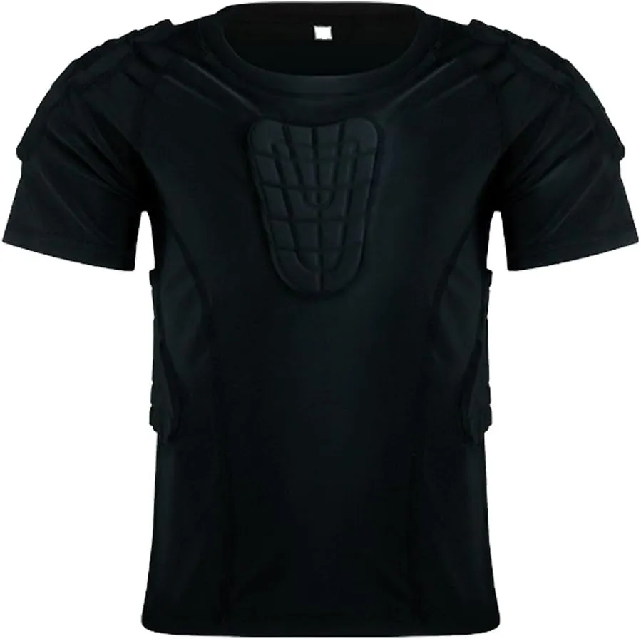 Kid’s Padded Shirts Short Sleeve Compression Chest and Rib Protector T Shirt Youth Protective Gear