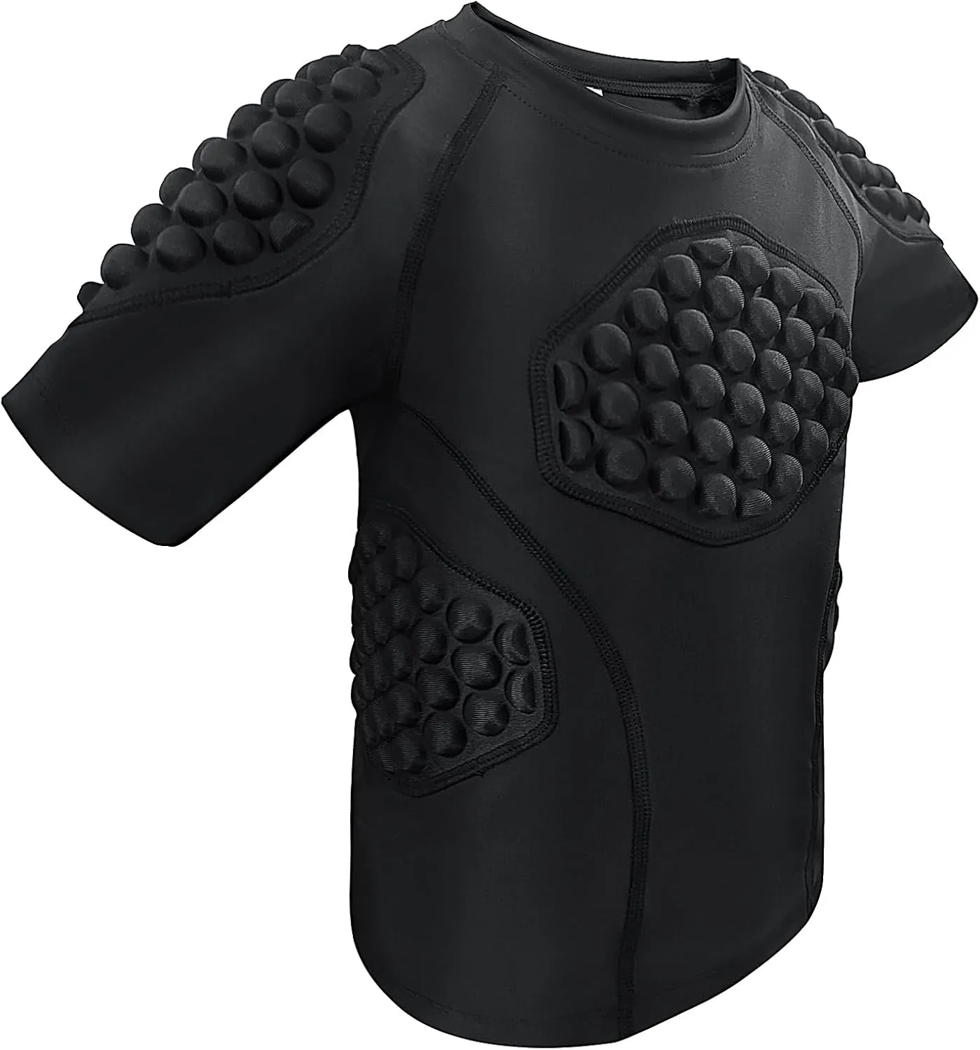 Kid’s Padded Shirts Short Sleeve Compression Chest and Rib Protector T Shirt Youth Protective Gear