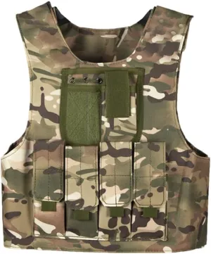Kids Tactical Molle Airsoft Vest Outdoor Hunting Paintball Sports Outdoor Gaming Security Gurad Duty Cosplay Soft Vest (Camo-Kid)