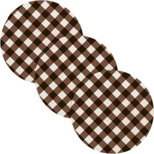 Kigai Trivet for Hot Pots and Pans 15 Inch Trivets for Hot Dishes Heat Resistant Pot Holders for Kitchen Table Round Cotton Pad 3 Pcs Cooking Potholder Set for Christmas Thanksgiving, Brown Plaid