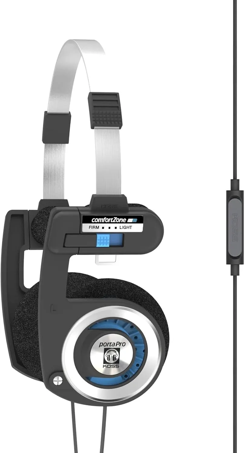 Koss Porta Pro with Microphone and Remote On-Ear Headphones, In-Line Microphone and Touch Remote Control, Wired with 3.5mm Plug
