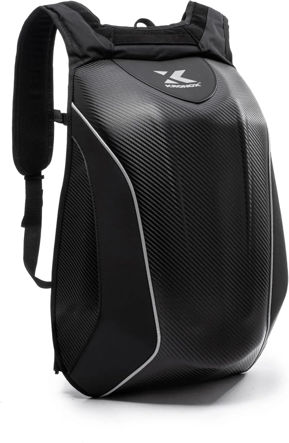KRONOX Hardshell Motorcycle Backpack for Men & Women - Protective No-Drag Helmet Bag, Fits 15-Inch Laptop, Reflective Riding Gear for Commute & Travel